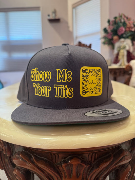 Custom Snapcode Show Me Your Tits 5-Panel Flat Bill SnapBack