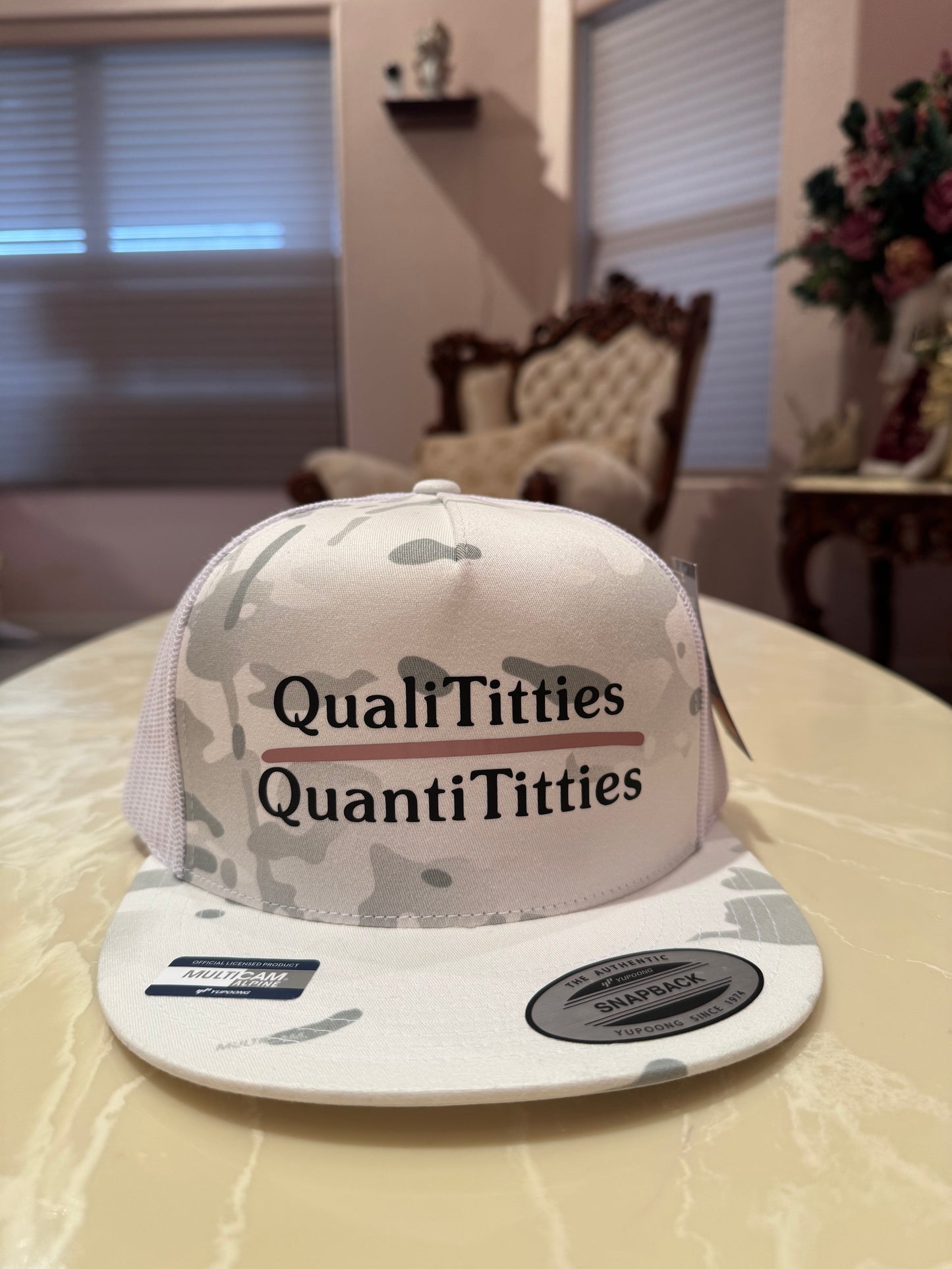 QualiTitties Over QuantiTitties 5-Panel Flat Bill SnapBack