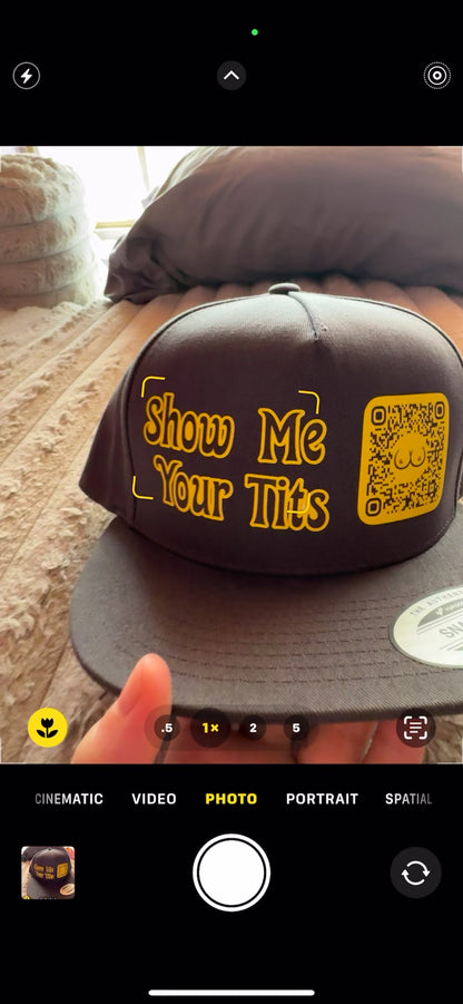 Custom Snapcode Show Me Your Tits 5-Panel Flat Bill SnapBack